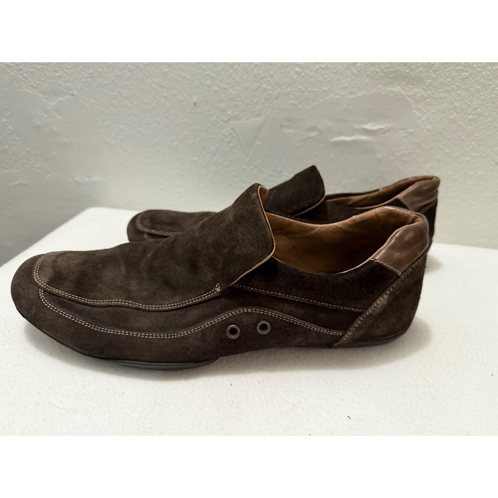 Banana Republic Mens 12 D Brown Suede Slip On Loafers Made in Italy Square Toe